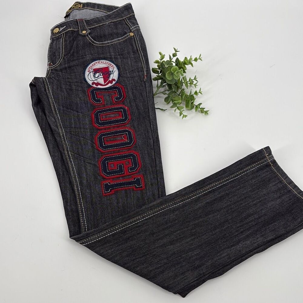Coogi Y2K Sexy Collegiate Jeans Slim Bootcut Gold Bling Grey Size 5/6